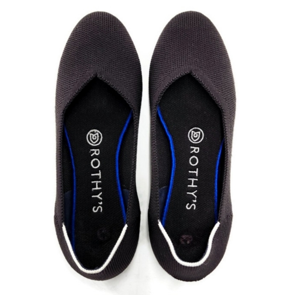 Rothy's The Flat Black White Halo Retired Round-Toe Slip-On Flats - Picture 4 of 10
